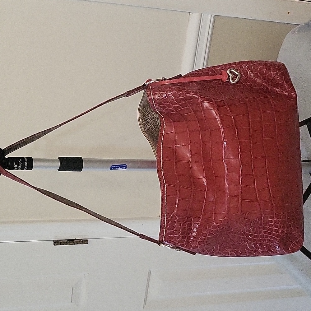 Brighton lipstick Red Croc Leather Hobo Bag